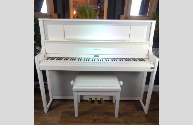 As New Used Roland LX708 Polished White Digital Piano Complete Package (SN:Z6J0181) - Image 1